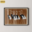 Ogata Korin Cranes Print in Brown: Vintage Japanese Art Giclee