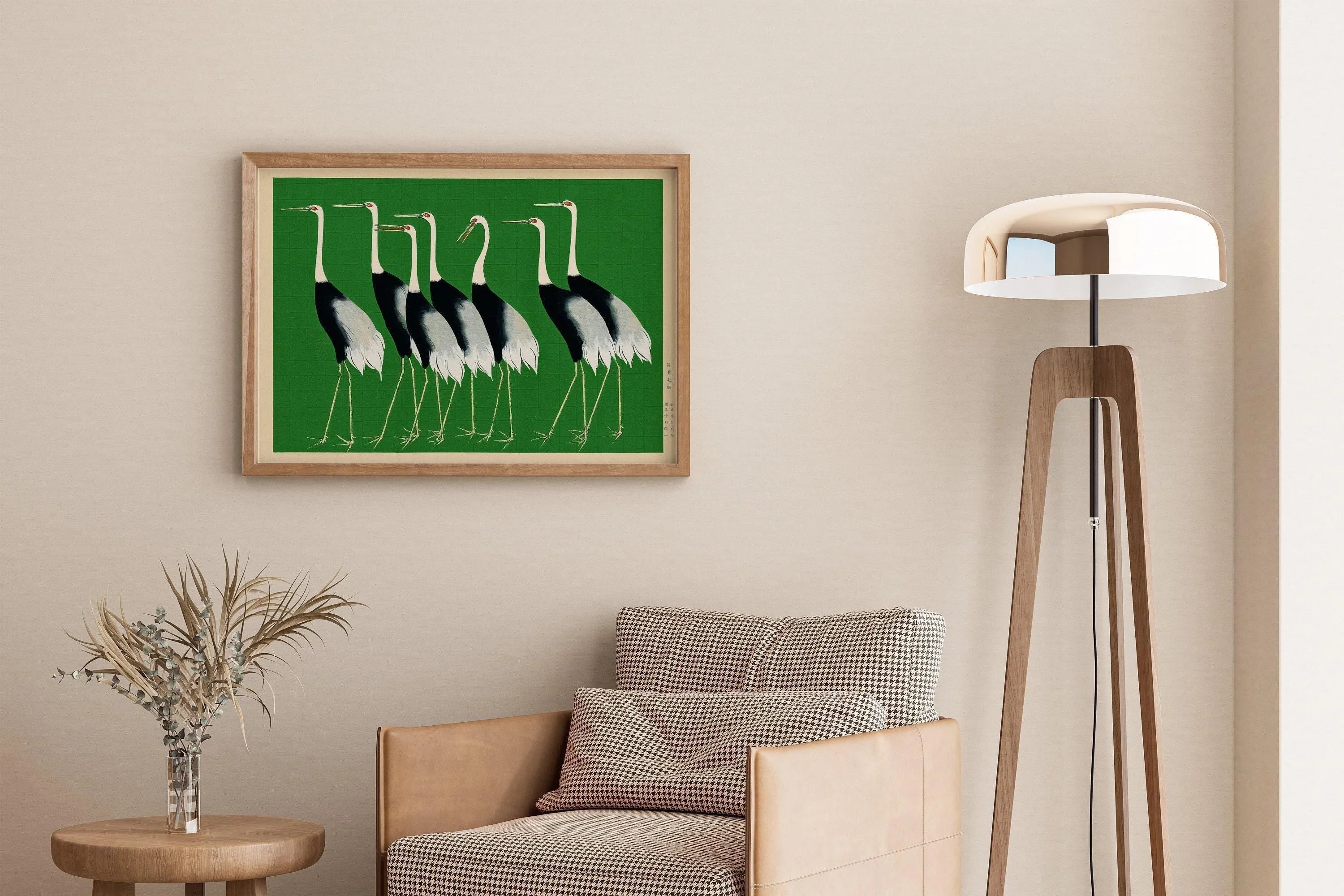 Ogata Korin - Cranes | PRINT | Vintage Japanese Art in Green (Available handframed or unframed)