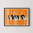 Ogata Korin Cranes Print: Vintage Japanese Art, Orange Remix