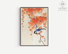 Ohara Koson - Great Tit on Paulownia Branch | PRINT | Vintage Orange Blue Japanese Shin-Hanga Kach≈ç-E Art (available framed)