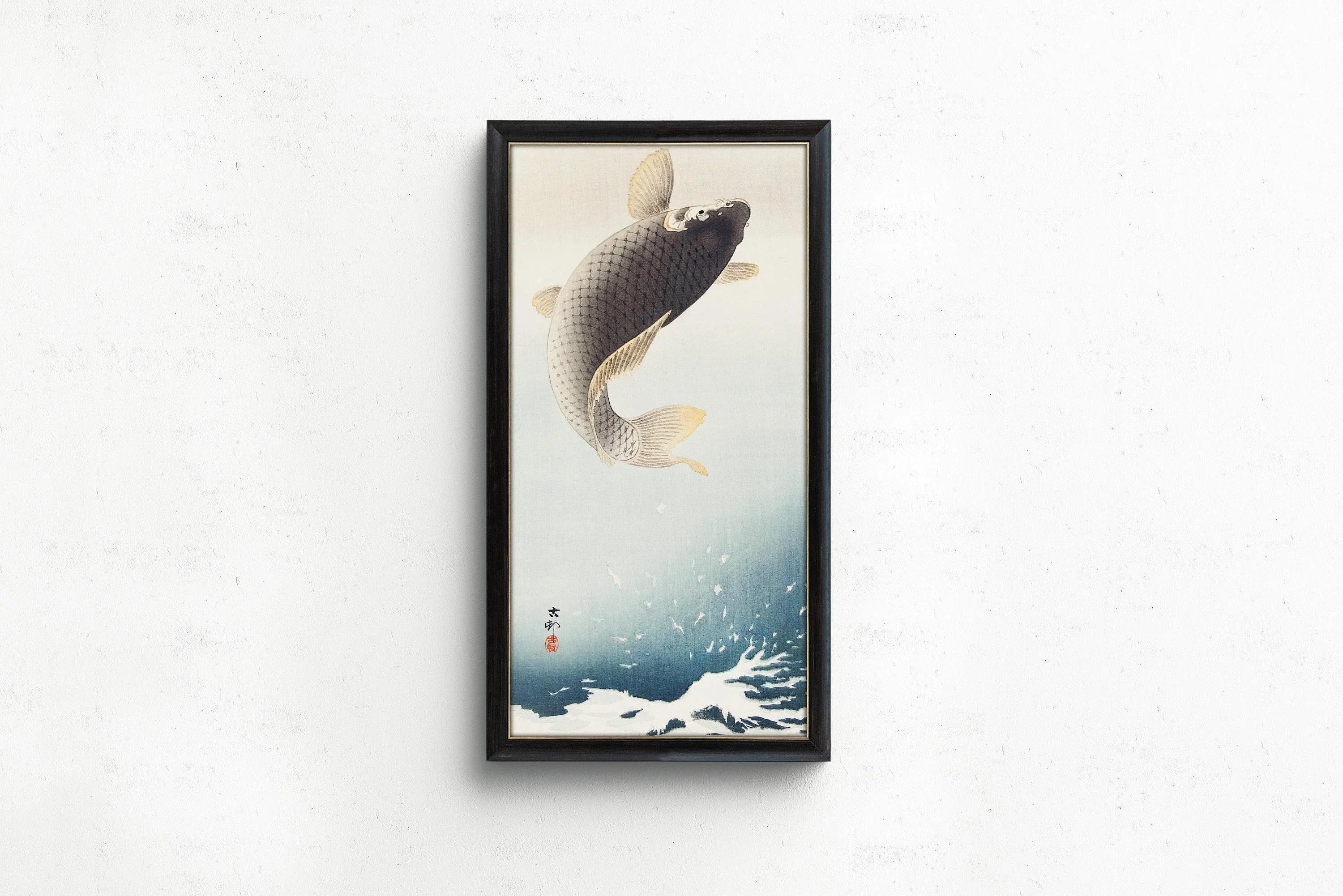 Ohara Koson Jumping Carp Print: Vintage Japanese Art, Giclee Quality