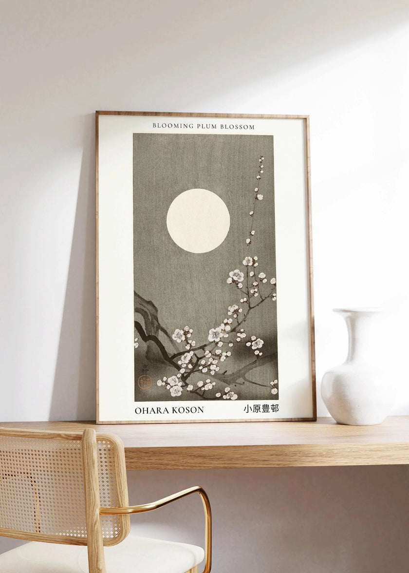 Ohara Koson Plum Blossoms Print: Vintage Japanese Woodblock Art