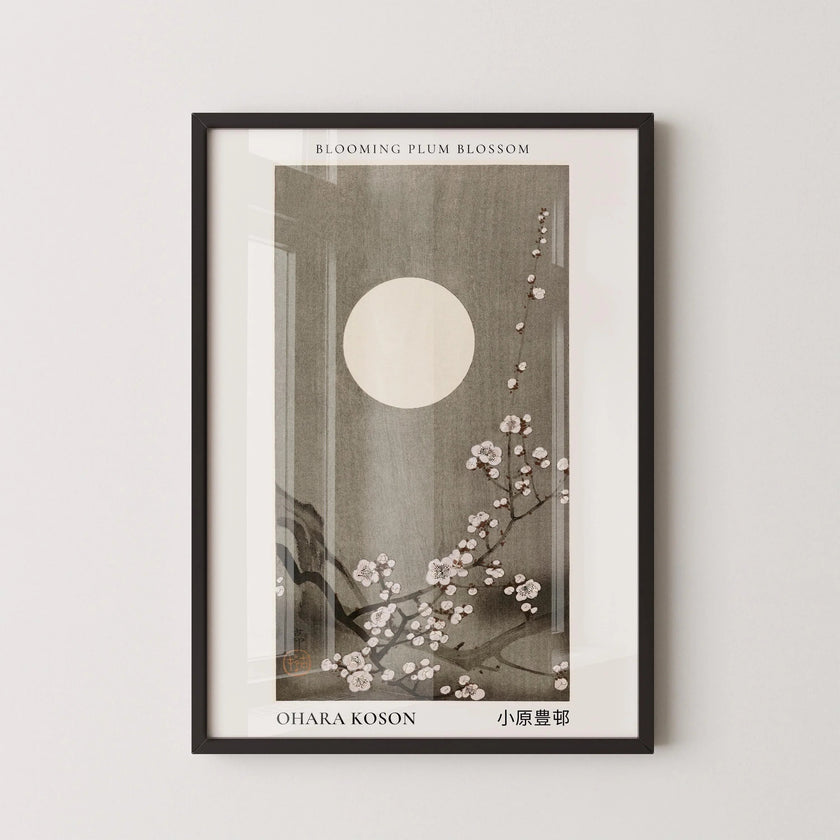Ohara Koson Plum Blossoms Print: Vintage Japanese Woodblock Art