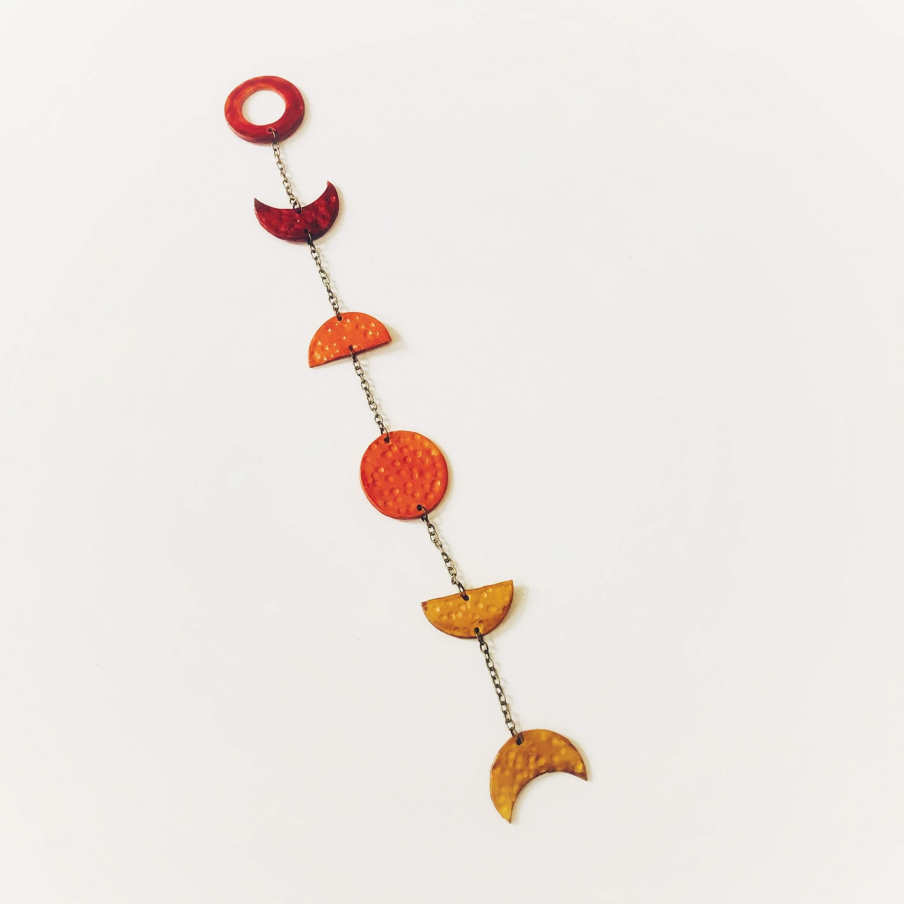 Ombe Moon Phase Wall Hanging in Yellow Orange Red