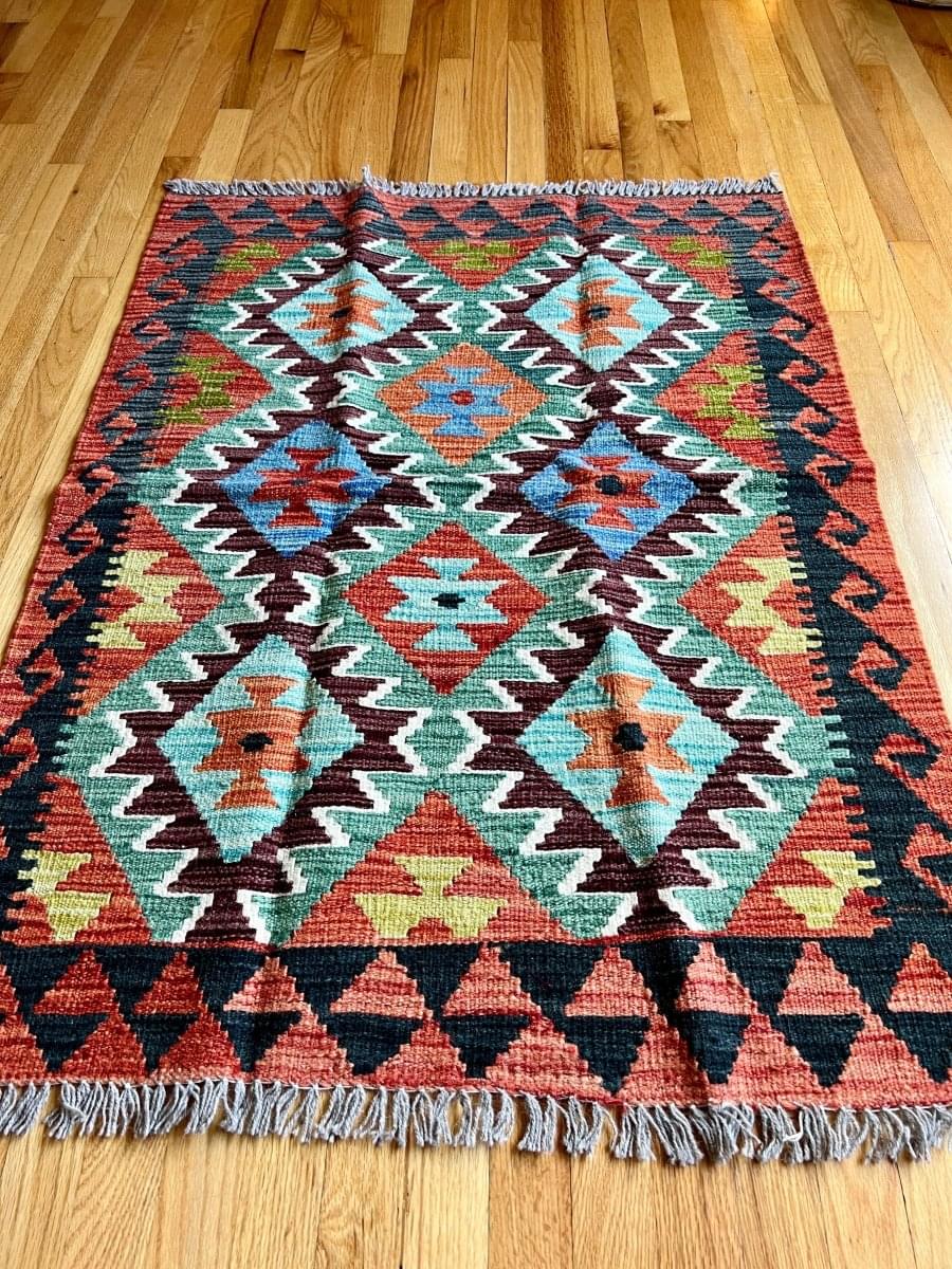 Afghan Maymana Kilim Rug | 3' 11
