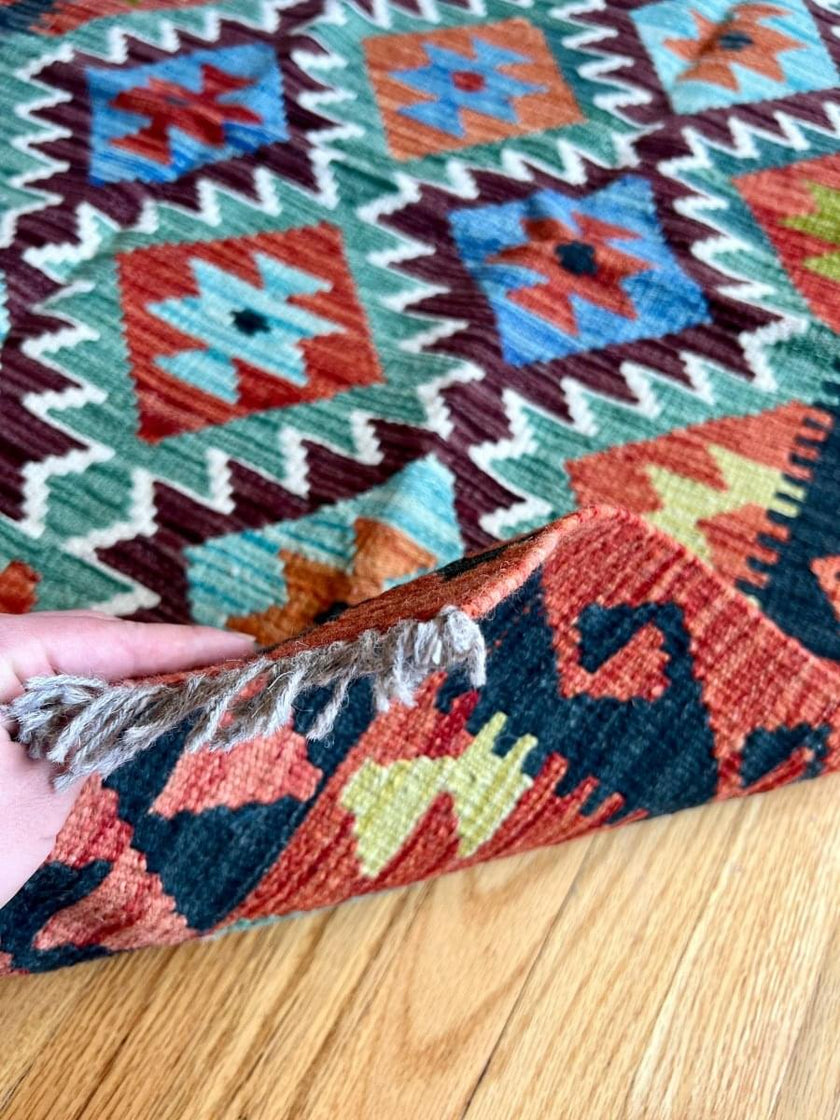 Afghan Maymana Kilim Rug | 3' 11