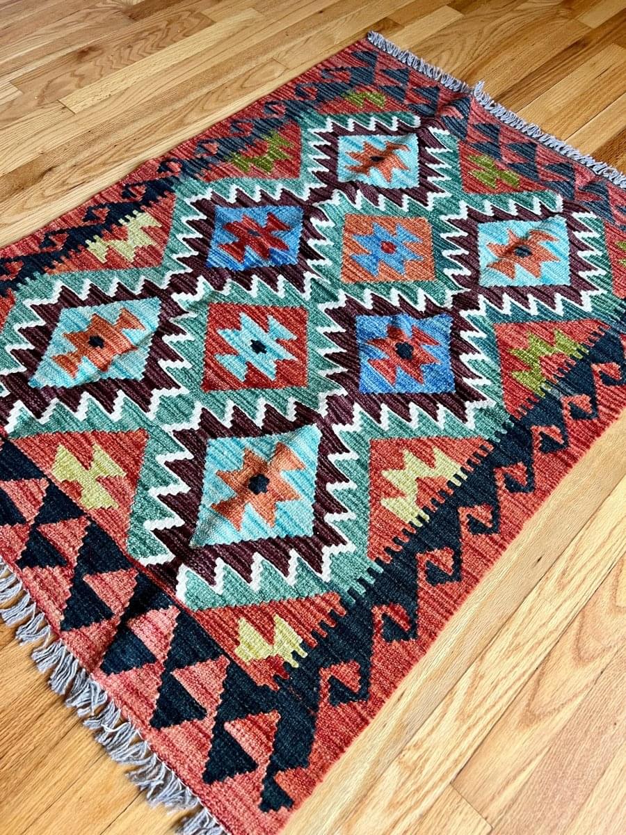 Afghan Maymana Kilim Rug | 3' 11