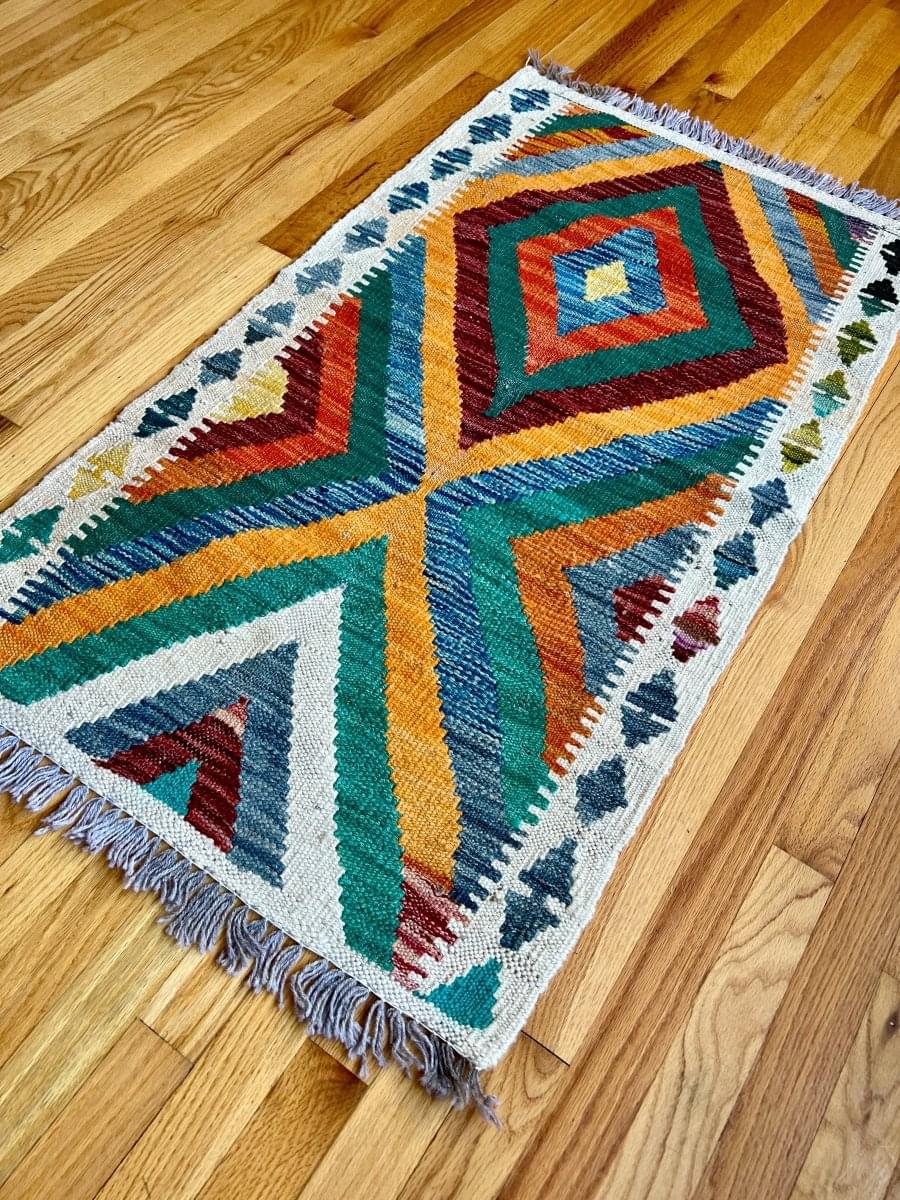 Afghan Maymana Kilim Rug | 3' 11