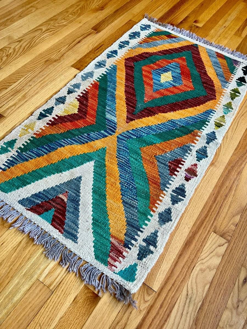 Afghan Maymana Kilim Rug | 3' 11