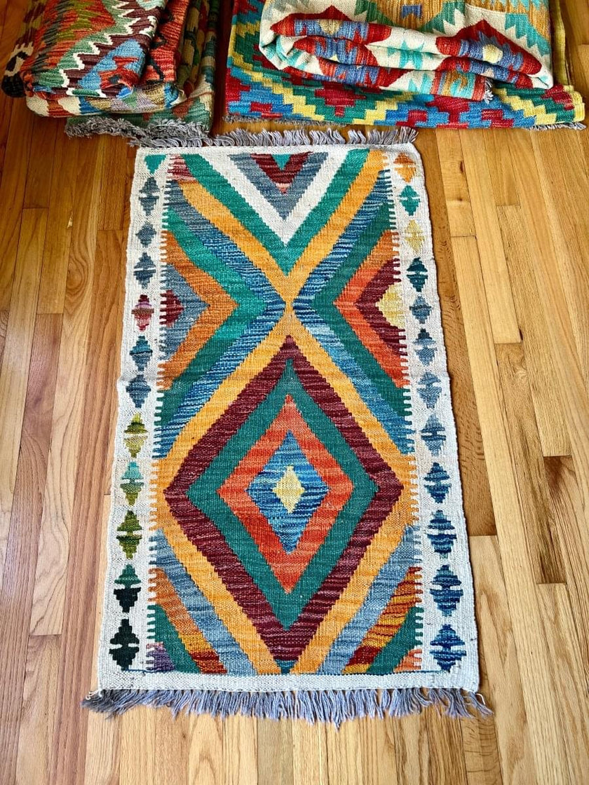 Afghan Maymana Kilim Rug | 3' 11