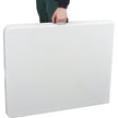 Table rectangulaire à rabat, 183 cm (L) x 76 cm (l), polyéthylène, blanche