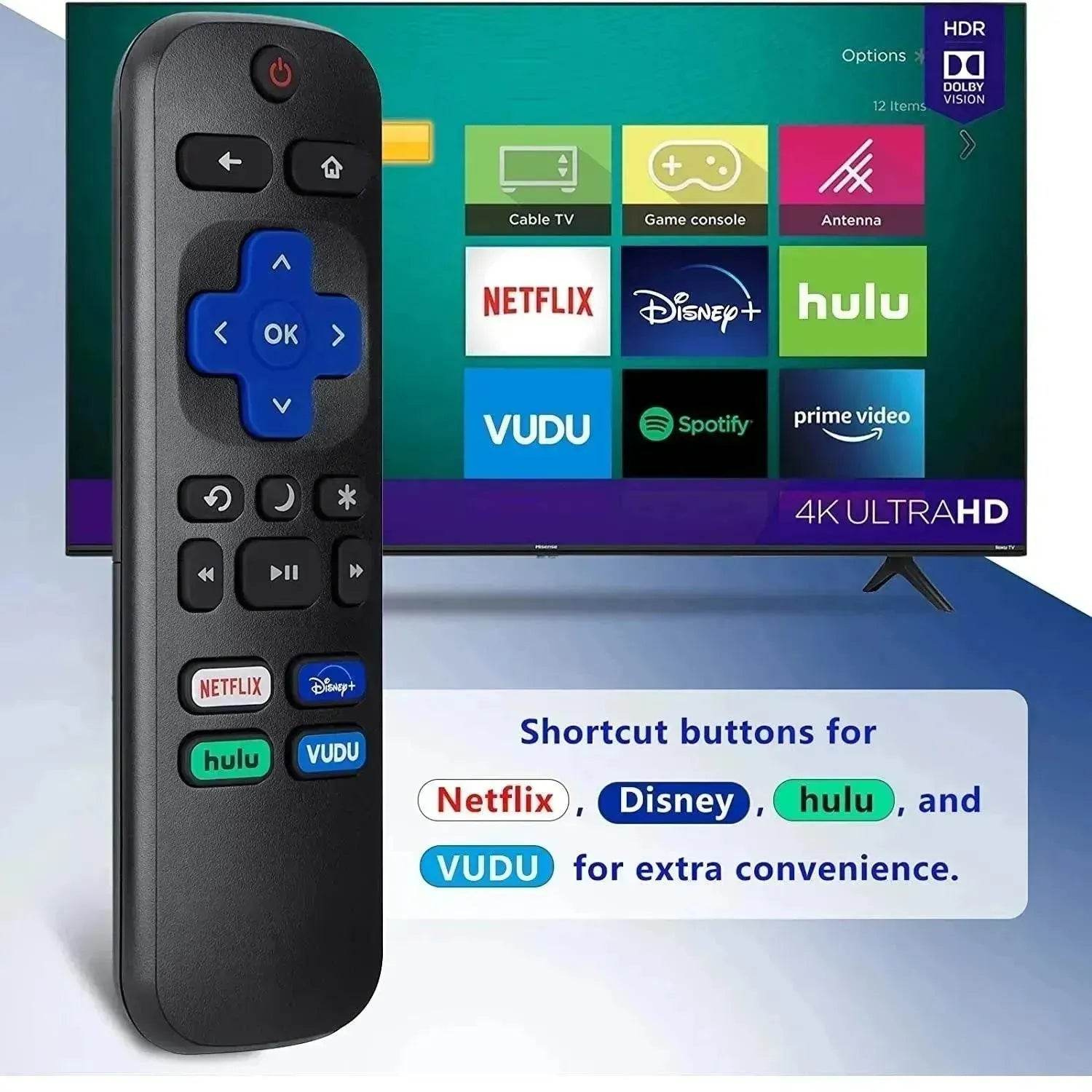 Roku TV Replacement Remote Control – Wireless Smart TV Remote with Streaming Shortcut Buttons
