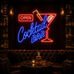 Open Cocktail Bar Neon Sign