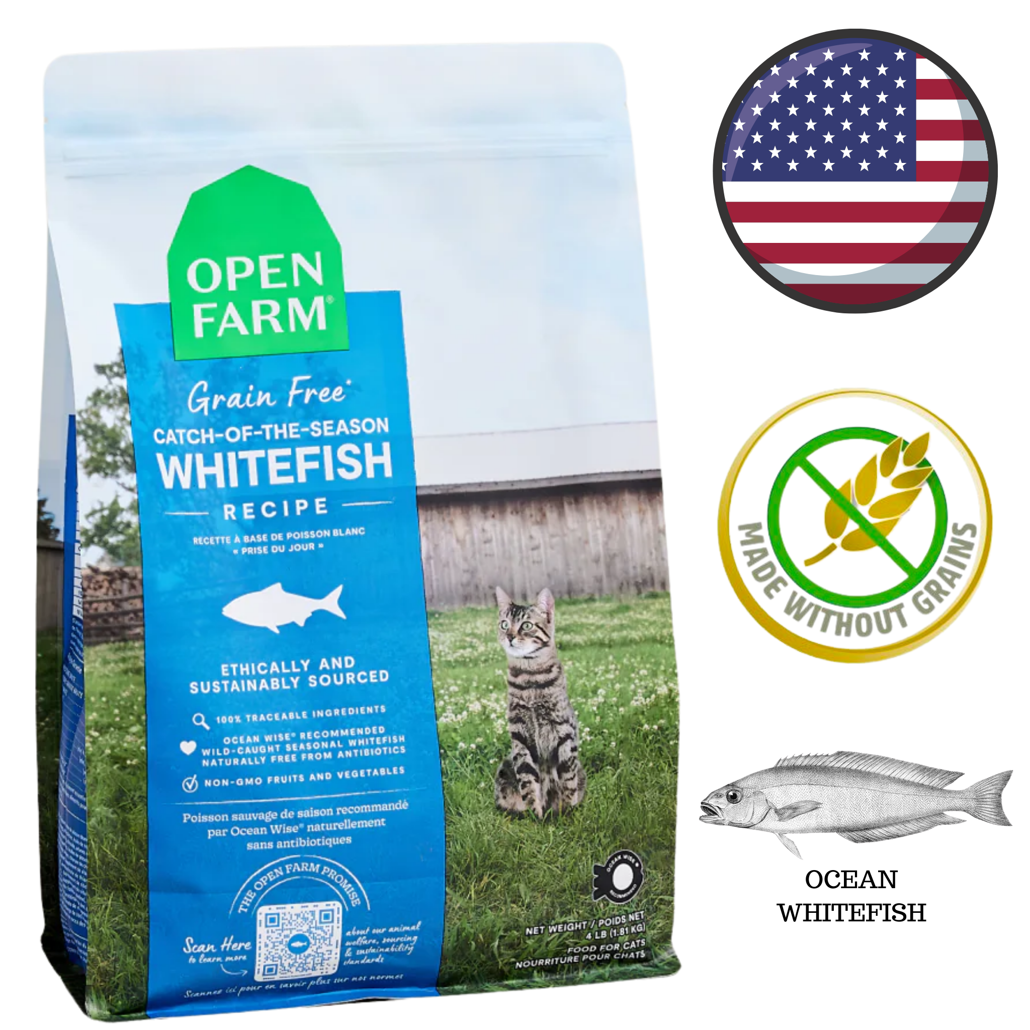 Open Farm - Grain Free Catch Of The Season Whitefish Dry Cat Food