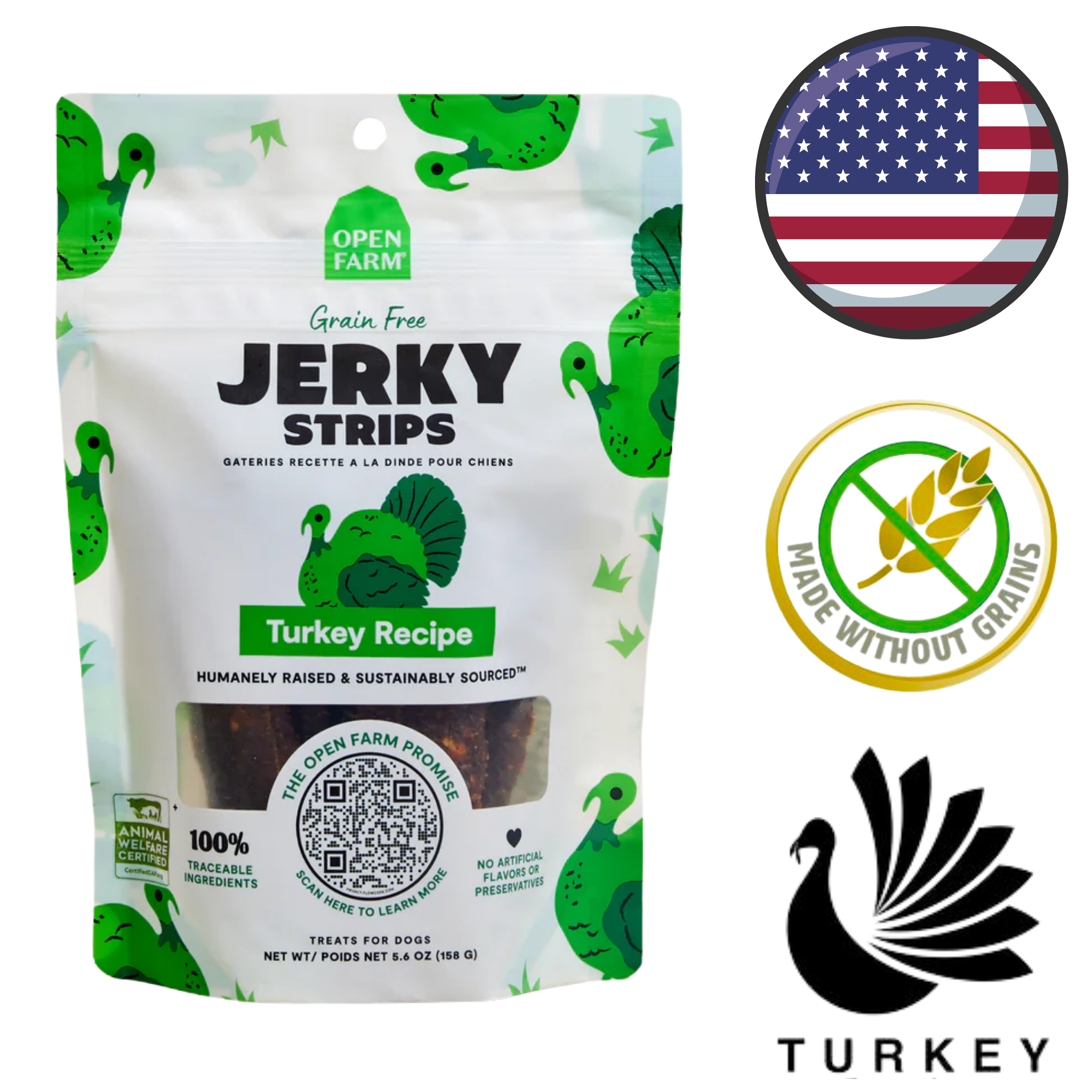 Open Farm - Turkey Jerky Strips Dog Treats