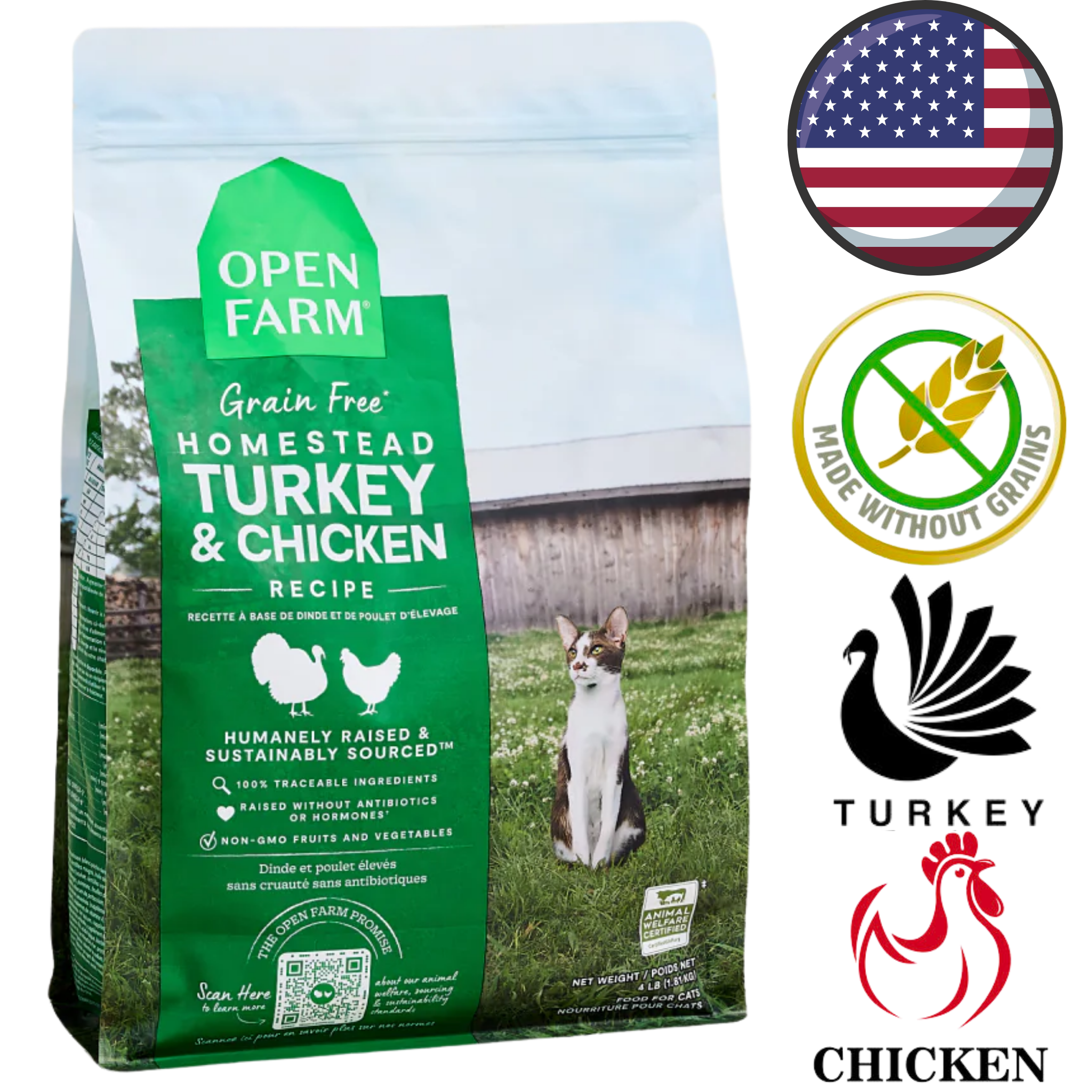 Open Farm - Grain Free Homestead Turkey & Chicken Dry Cat Food