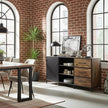 Buffet en bois recyclé avec porte en acier et 3 tiroirs