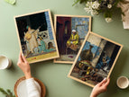 Orientalist Elegance: STATEMENT TRIO ArtFeaturing Musicians Scholars & Rich Patterns ‚Äì Timeless Wall D√©cor Available framed