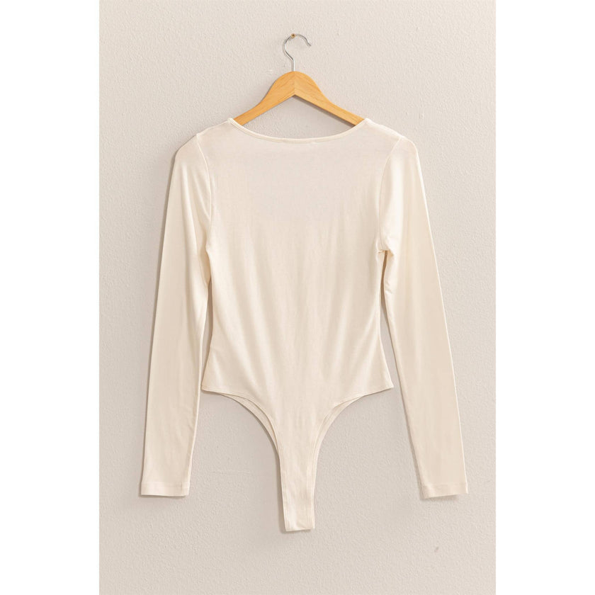 Scout Square Neck Long Sleeve Body Suit in Cream