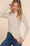 Bridget Taupe Long Sleeve Turtle Neck Ribbed Bodysuit