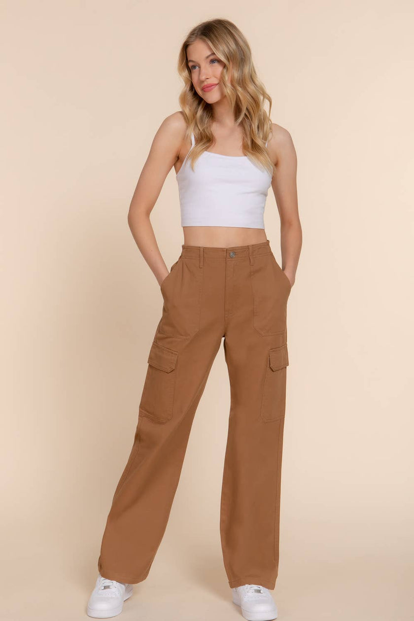 Charlie Pocket Detail Denim Cargo Long Pants