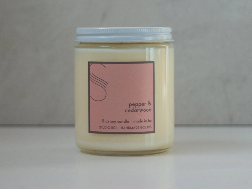 501 Pepper + Cedarwood 8oz Candle