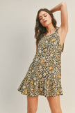 Black Mango Floral Tie Up Dress