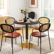 Rene Round Modern Dining Table with Faux Marble Top for Small Spaces-Black