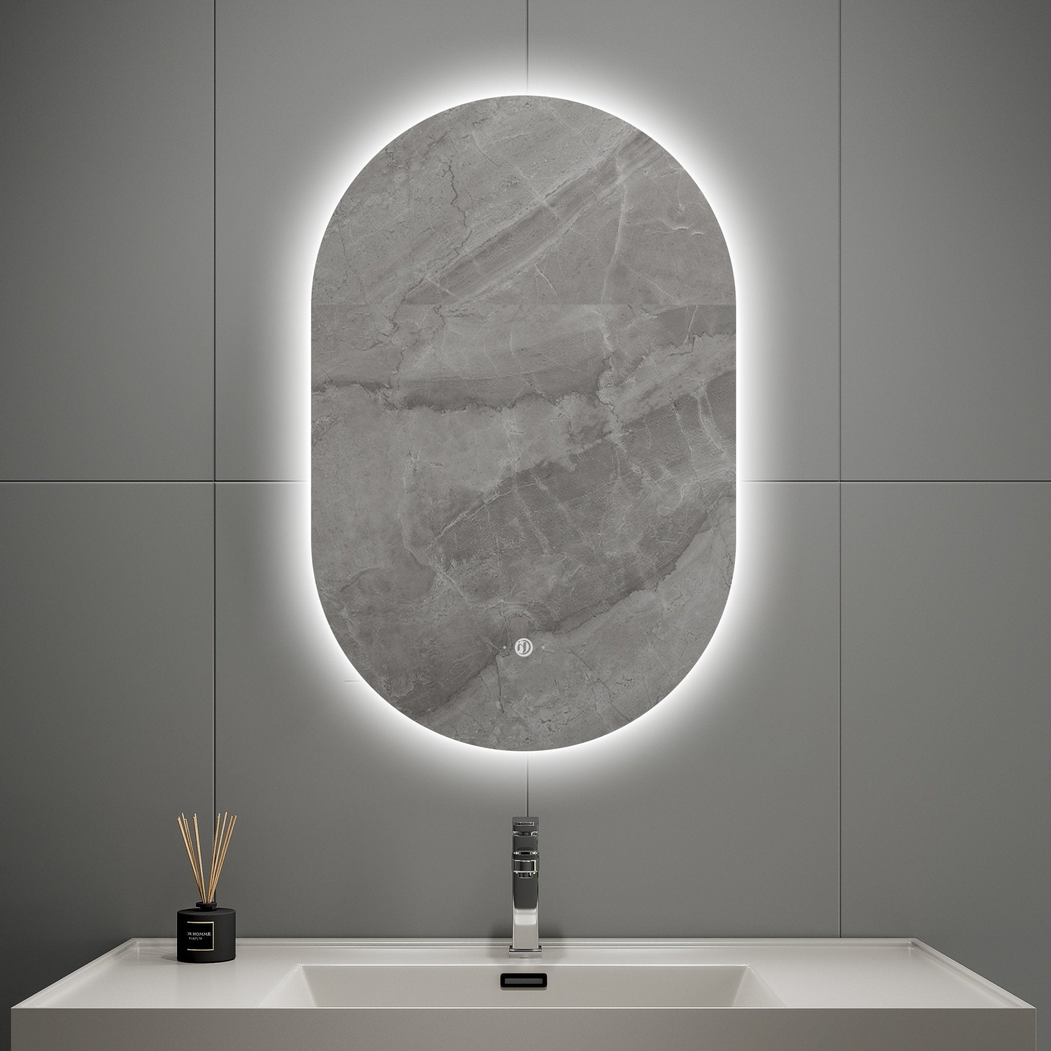 Oval Mirror, Dimmable Anti-Fog Lighted Bathroom Mirror, 3-Color Backlit