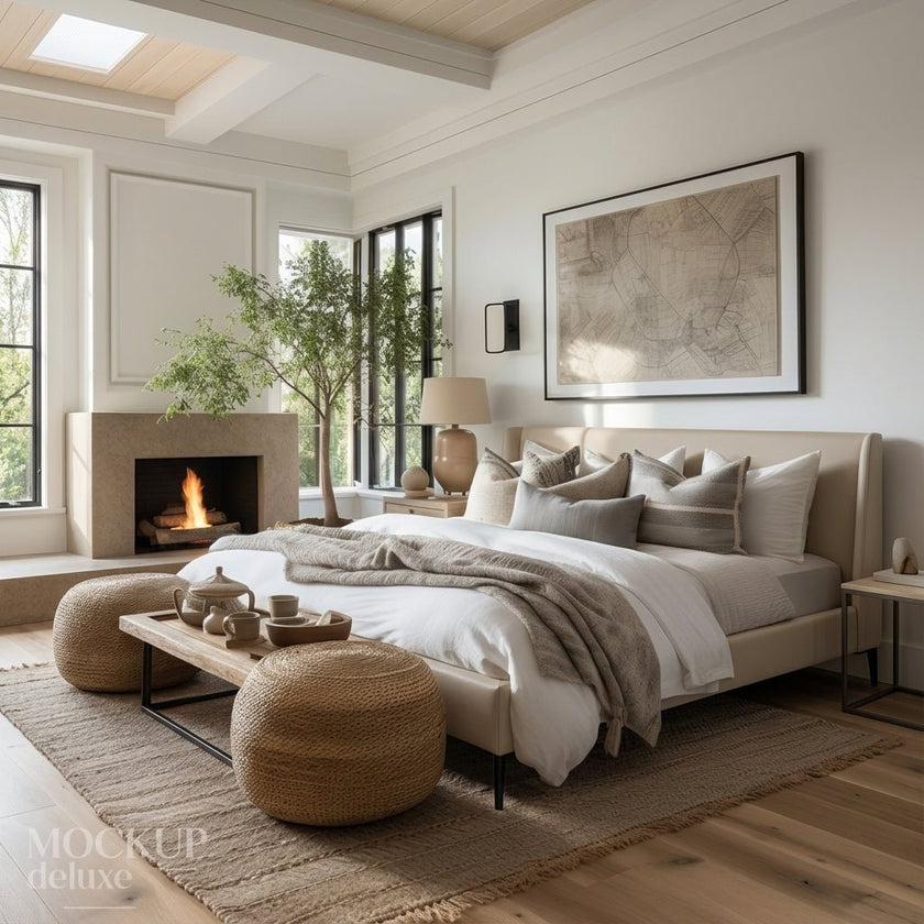 Ovalle Beige Leather Bed