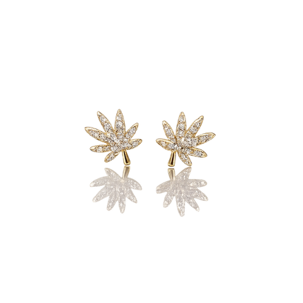 18K GOLD CANNABIS LEAF EARRING