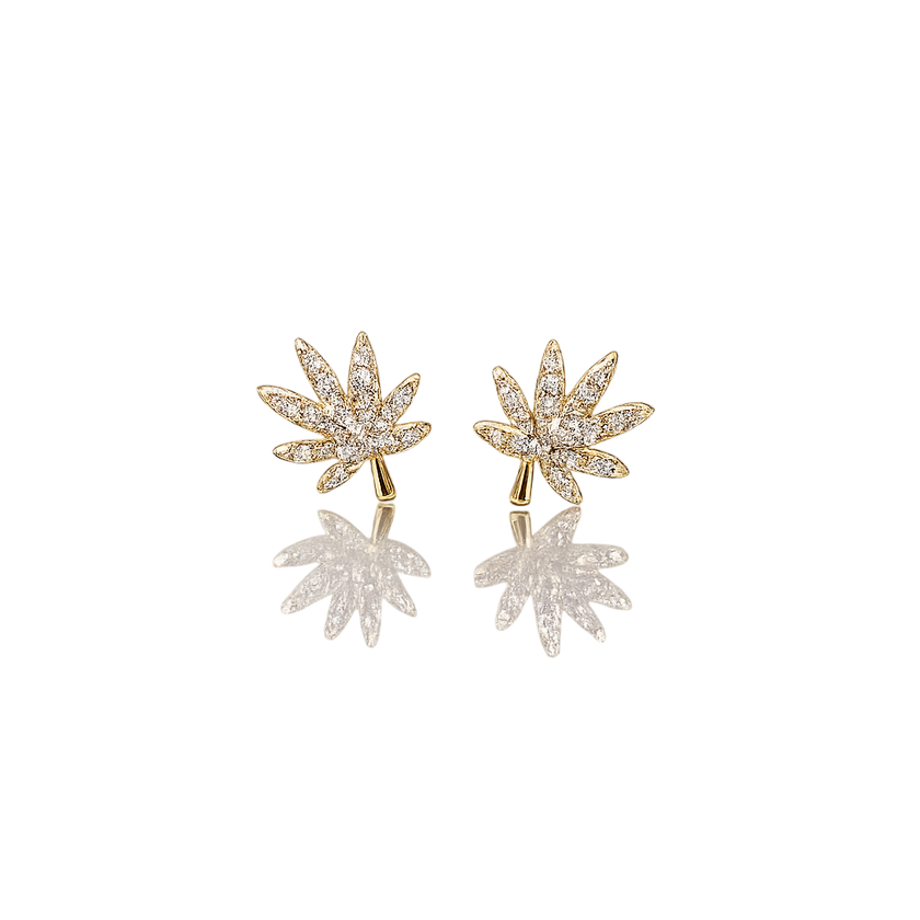 18K GOLD CANNABIS LEAF EARRING