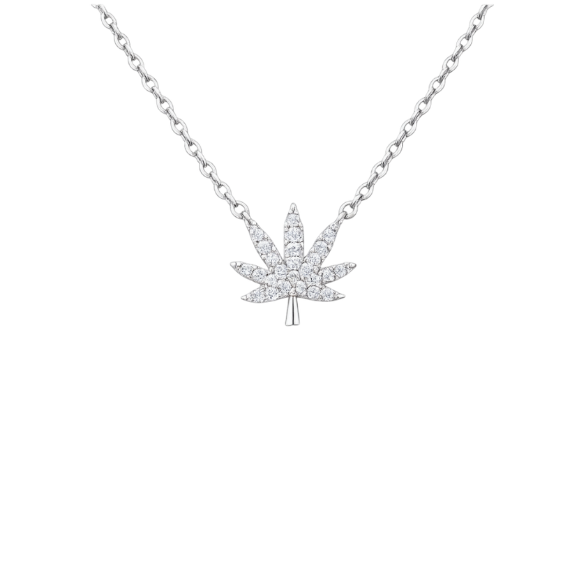 SILVER CANNABIS LEAF NECKLACE