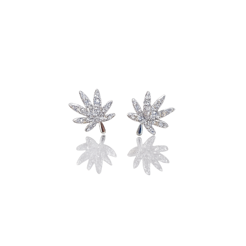SILVER CANNABIS LEAF EARRING