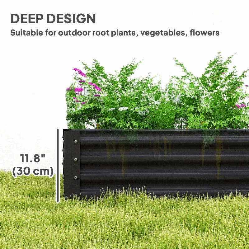 6 x 3 x 1ft Galvanized Raised Garden Bed, Reinforced Outdoor Planter Box with Open Bottom, Dark Grey