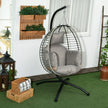 Outdoor Hanging Egg Chair with Thick Padded Cushion, Patio Swing Chair, Grey