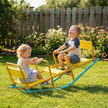 Qaba Teeter Totter Seesaw for Kids, 2 in 1 Metal Rocking Seesaw for Toddlers Age 3-8, Playground Equipment for Backyard