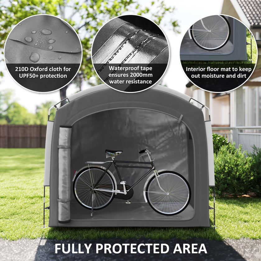 Outsunny Bike Storage Shed Tent, Portable and Waterproof with 210D Oxford Fabric and Carry Bag for 3-4 Bicycles, Dark Grey