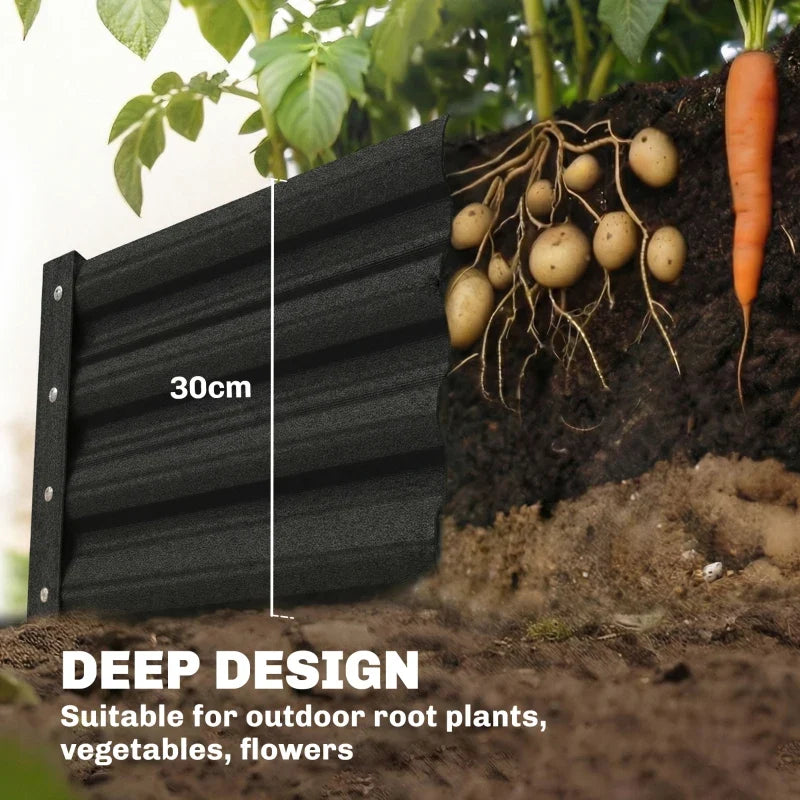 6 x 3 x 1ft Galvanized Raised Garden Bed, Reinforced Outdoor Planter Box with Open Bottom, Black
