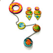 Colorful Abstract Lariat Necklace Handmade
