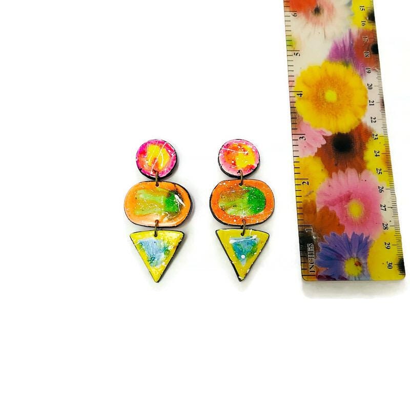 Colorful Abstract Lariat Necklace Handmade