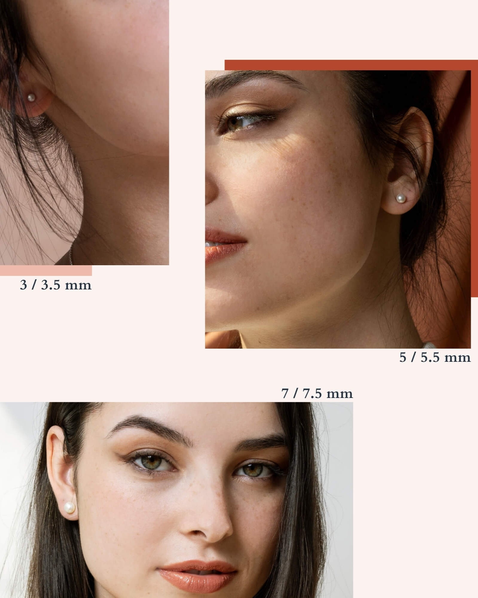 Mini boucles d’oreilles avec perles - Idéales pour deuxième trou d'oreilles - 3 mm
