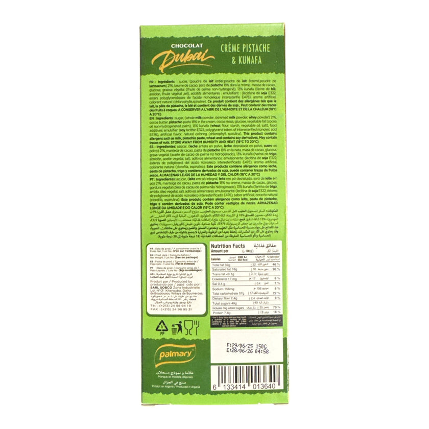 Palmary Moment Dubai Pistachio & Kunafa Chocolate Bar (150g)