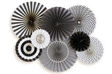 Black and Cream Paper Fans (SET OF 8)