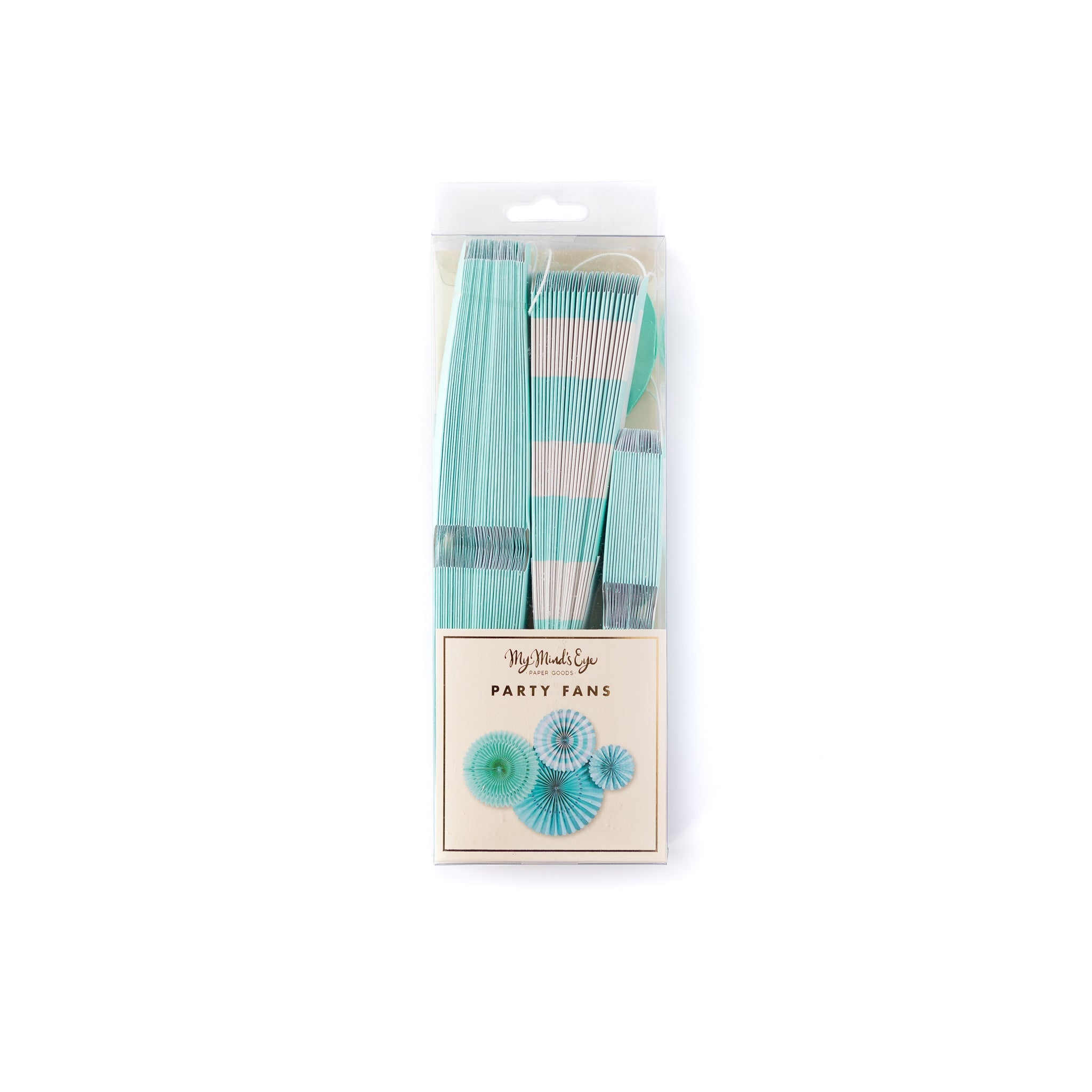 Aqua Blue Paper Fans (SET OF 4)