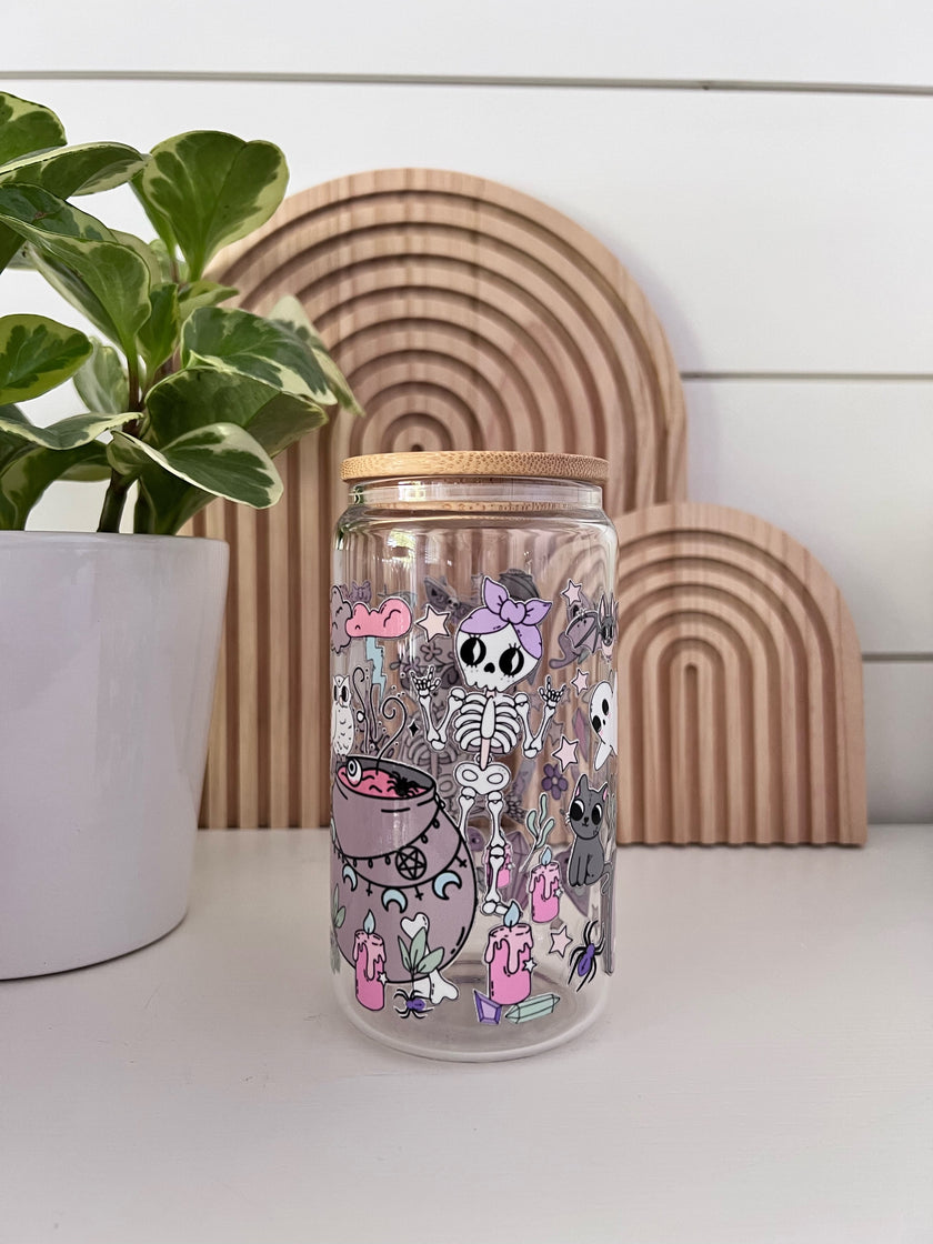 Verre à motifs d'Halloween pastel