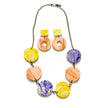 Pastel Beaded Statement Necklace with Circle Discs