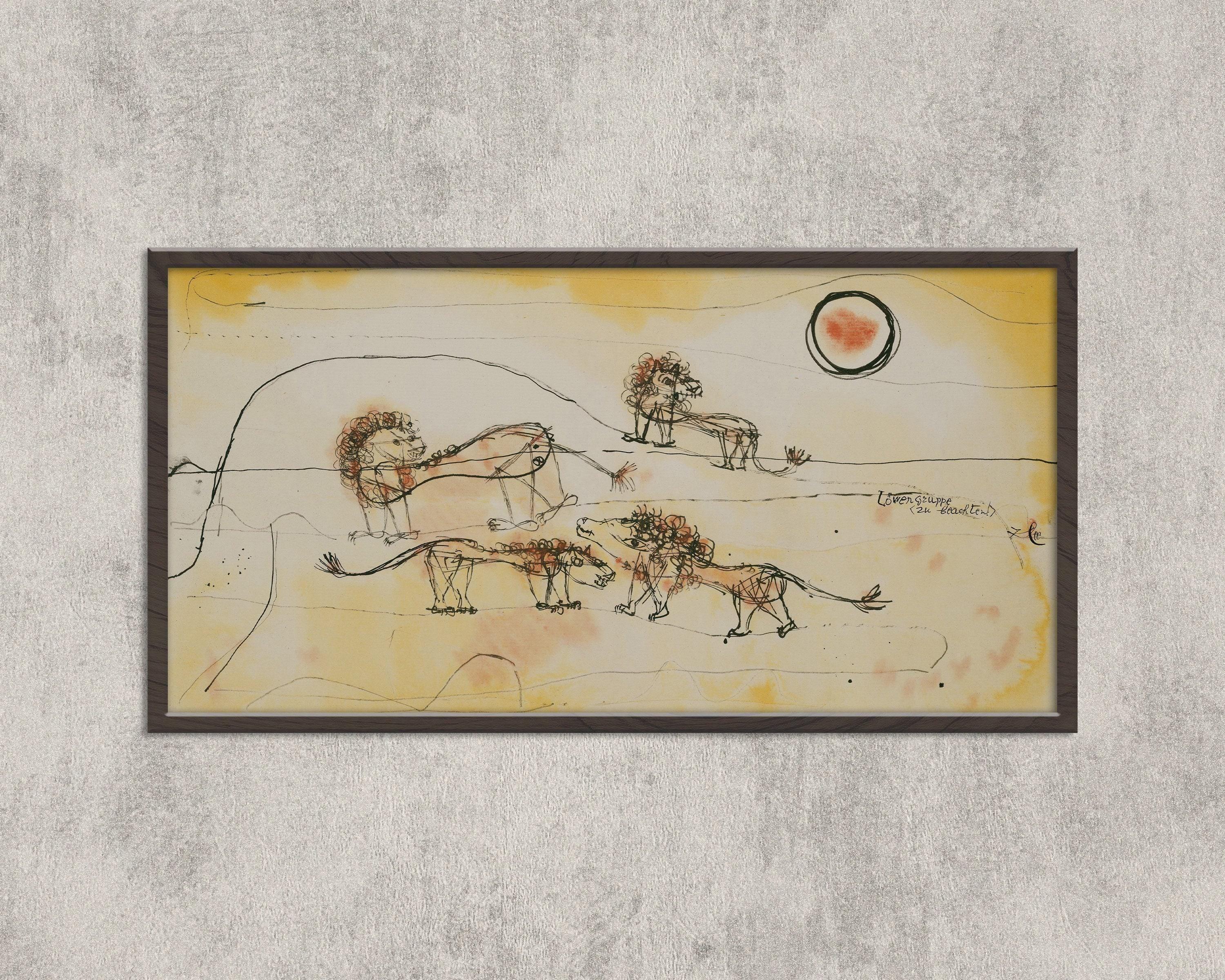 Paul Klee Lions Art Print: Modern Abstract Panoramic, Framed Option