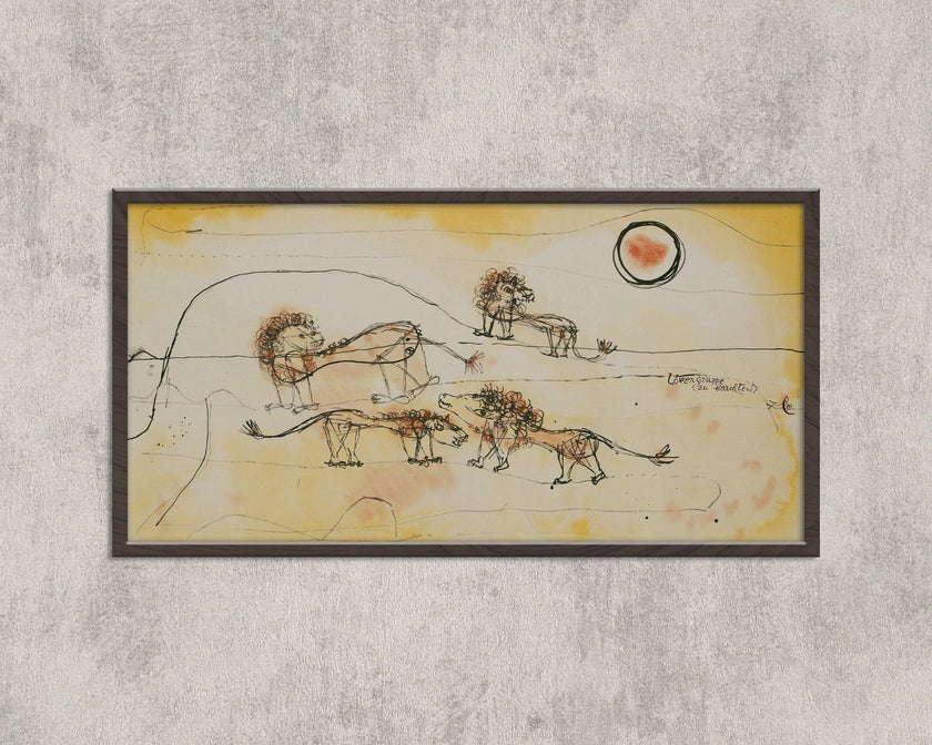 Paul Klee Lions Art Print: Modern Abstract Panoramic, Framed Option