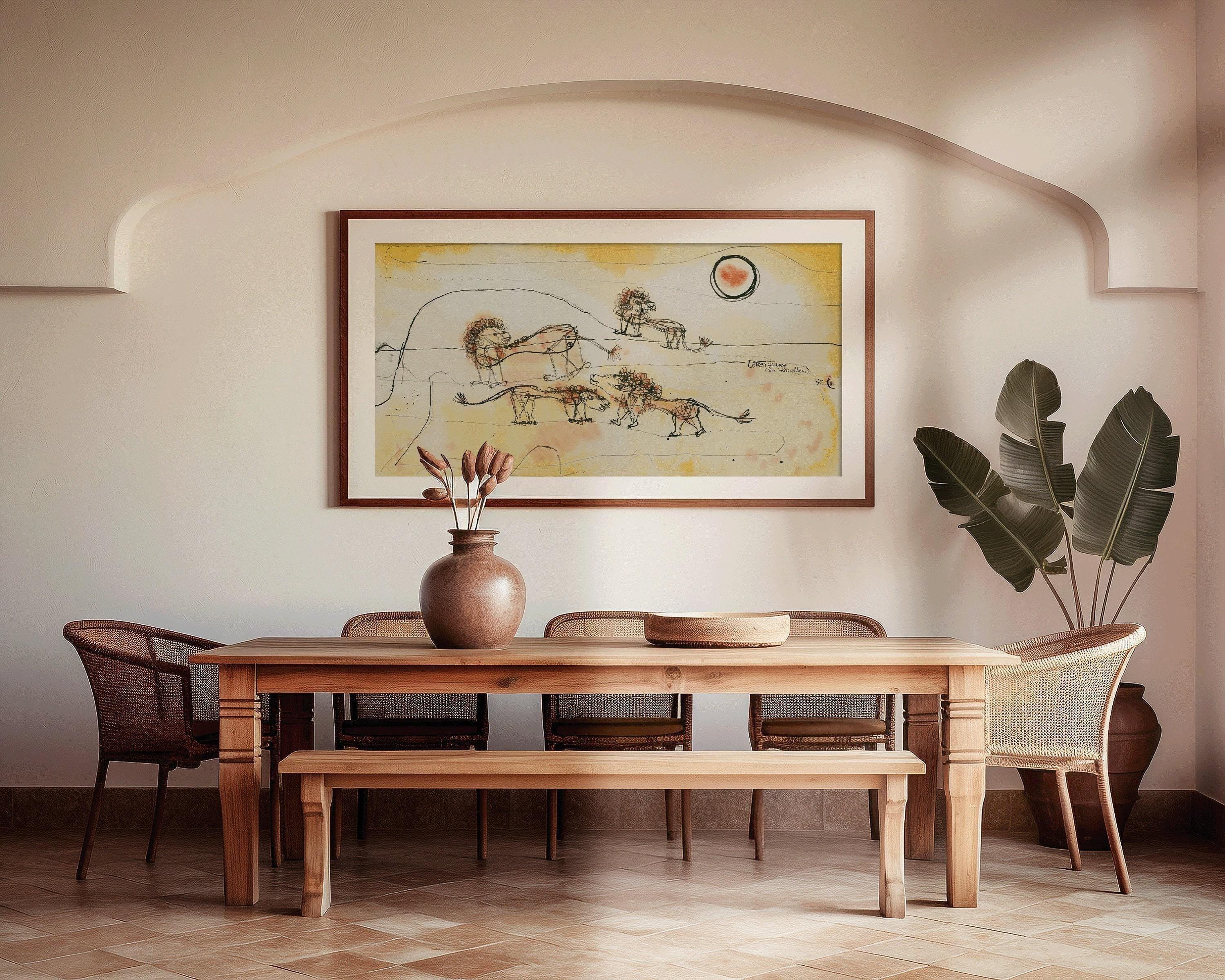 Paul Klee Lions Art Print: Modern Abstract Panoramic, Framed Option
